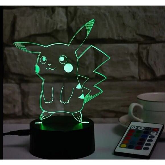 🔥LED Table Night Touch Pikachu 3D LED Lamp 7 Color Bedroom Light NWT🔥 - Picture 5 of 8